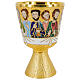 Chalice and paten Last Supper enamel gold chiselled brass s4