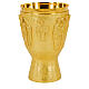Church chalice in relief gilded brass relief Multiplication chalice fish loaves s6