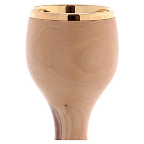 Cálice madeira de oliveira copa dourada 16 cm