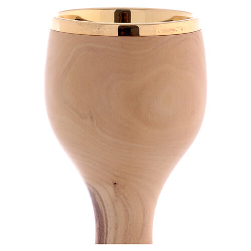 Cálice madeira de oliveira copa dourada 16 cm 2