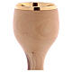 Olive wood church chalice with golden cup 16 cm s2