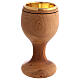 Calice artigianale in ulivo coppa doratura 16 cm s3