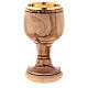 Cálice artesanal de oliveira copa dourada 16 cm s3