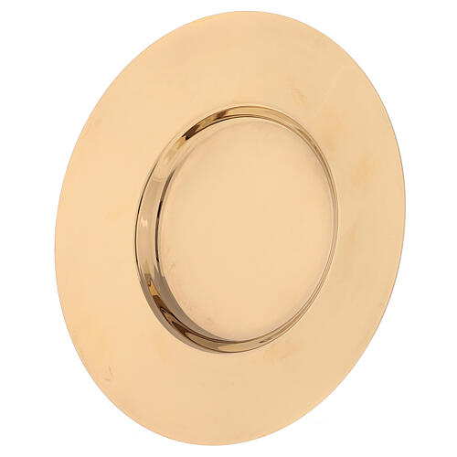 Dish-shaped paten by Molina, bicoloured brass, 16 cm of diameter 3