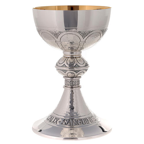 Molina chalice of silver-plated brass with gold plated interior, Romanic style, 8 in 1