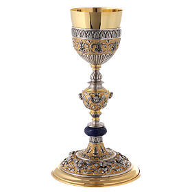 Chalice decorated with angels, gold plated 925 silver and lapis lazuli