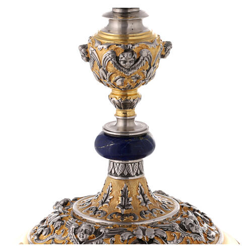 Chalice decorated with angels, gold plated 925 silver and lapis lazuli 4