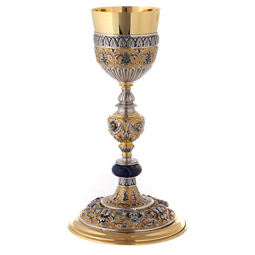 Chalice decorated with angels, gold plated 925 silver and lapis lazuli 6