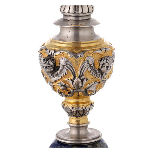 Chalice decorated with angels, gold plated 925 silver and lapis lazuli 7