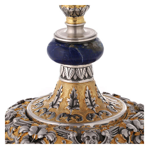Chalice decorated with angels, gold plated 925 silver and lapis lazuli 8