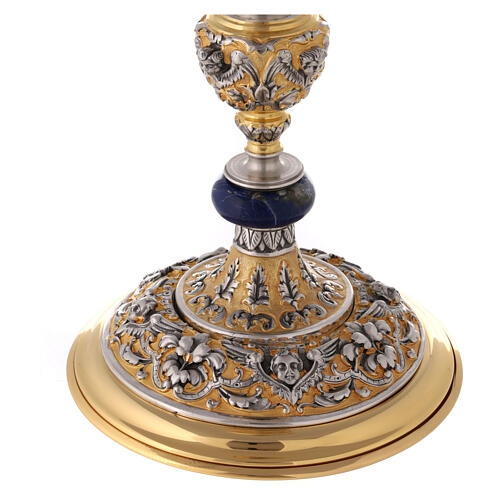 Chalice decorated with angels, gold plated 925 silver and lapis lazuli 9
