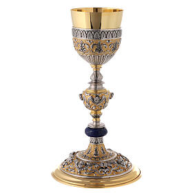 Church chalice decorated with angels in 925 silver gilded lapis lazuli