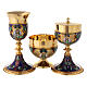 Chalice, ciborium and bowl paten with enamelled IHS and Good Shepherd s1