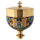Chalice, ciborium and bowl paten with enamelled IHS and Good Shepherd s7