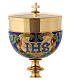 Chalice, ciborium and bowl paten with enamelled IHS and Good Shepherd s8