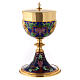 Chalice, ciborium and bowl paten with enamelled IHS and Good Shepherd s14