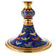 Brass chalice with enamelled doves on the base, 8 in s3