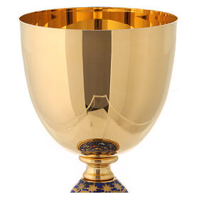 Communion Chalice with enameled base with brass doves 20 cm