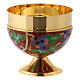 Red enamelled bowl paten with grape pattern s1