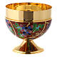 Red enameled ciborium bowl decorated with bunches of grapes s2