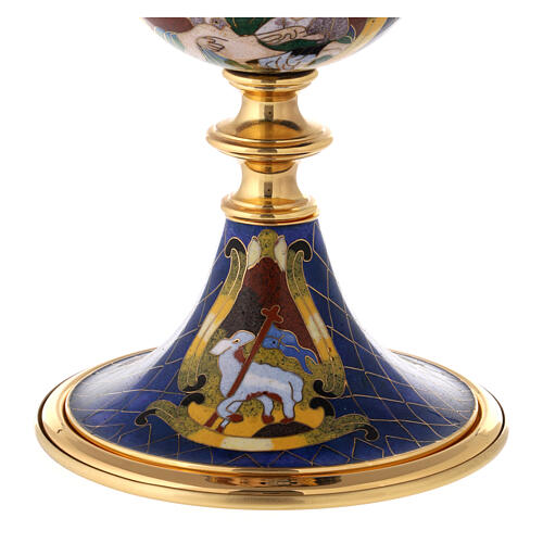 Blue cloisonné enamelled chalice with JHS, 8 in 5