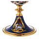 Communion Chalice JHS Blue Cloisonné Enamel 20 cm s5