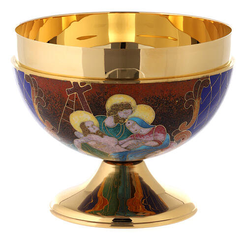 Offertory paten Death Resurrection of Jesus Christ enamel 3