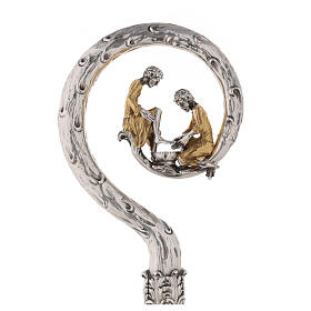 Crozier with Washing of the feet, bicoloured cast brass