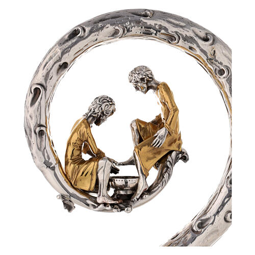 Crozier with Washing of the feet, bicoloured cast brass 8