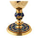 Golden brass church chalice with ears of wheat enamel s3