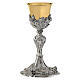 Chalice of Baroque style, leaves and grapes, bicoloured brass s1