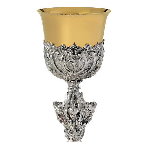 Baroque chalice, angel and leaves, chased bicoloured brass 2