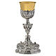 Baroque chalice, angel and leaves, chased bicoloured brass s1