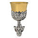 Baroque chalice, angel and leaves, chased bicoloured brass s2