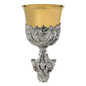 Calice angelo foglie ottone cesellato bicolore 
