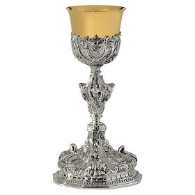 Two-tone chalice chiseled brass angel with leaves