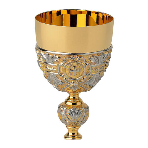 Baroque chalice with the Evangelists, bicoloured brass 2