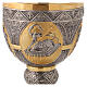 Gold and silver-plated chalice, Sacrificial Lamb and Saints, 8 in s2
