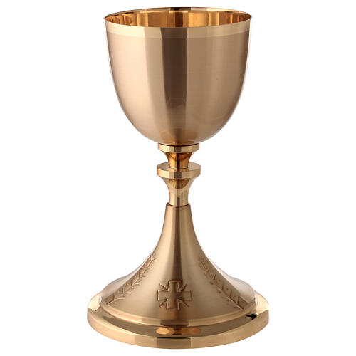 Gold plated brass chalice with ears of wheat and crosses 1