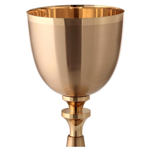 Gold plated brass chalice with ears of wheat and crosses 2
