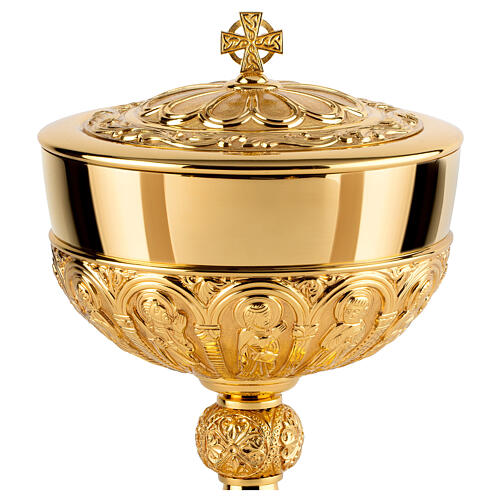 Molina ciborium for concelebration, gold plated brass, Romanic style, 500 hosts 2