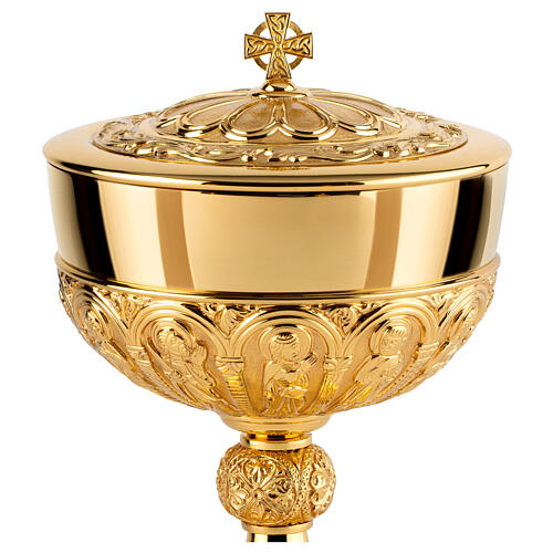 Ziborium, Cuppa aus 925er Silber, Messing vergoldet, reiche Verzierungen, romanischer Stil, für 500 Hostien, Molina, Ø 16,5 cm 2
