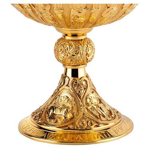 Ziborium, Cuppa aus 925er Silber, Messing vergoldet, reiche Verzierungen, romanischer Stil, für 500 Hostien, Molina, Ø 16,5 cm 3