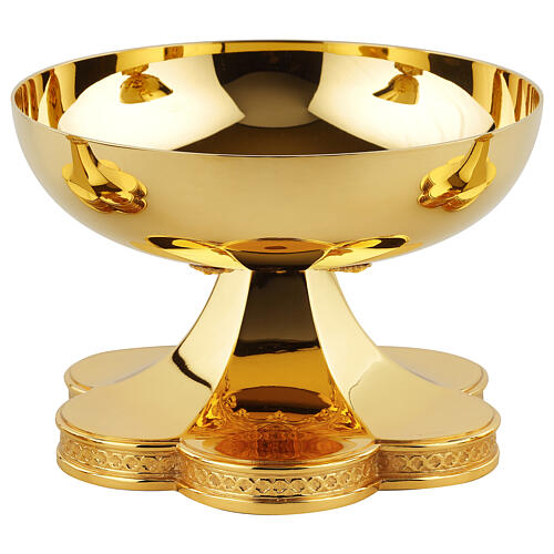 Chalice ciborium paten Molina Gothic style golden brass 4