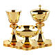 Chalice ciborium paten Molina Gothic style golden brass s1