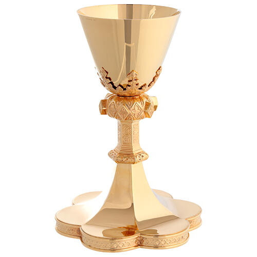 Calice Molina stile gotico argento 925 dorato diametro 10 cm 1