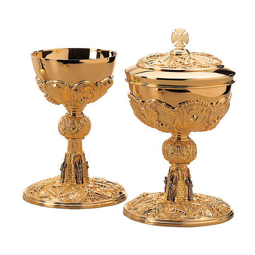 Molina chalice ciborium and paten in Florentin style, galvanised metal 1