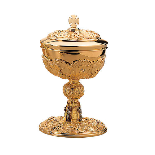 Molina chalice ciborium and paten in Florentin style, galvanised metal 3