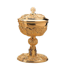 Kelch, Ziborium, Patene, Cuppa aus 925er Silber, Messing vergoldet, florentinischer Stil, Molina