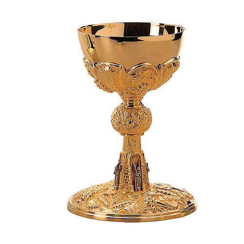 Kelch, Ziborium, Patene, Cuppa aus 925er Silber, Messing vergoldet, florentinischer Stil, Molina 3